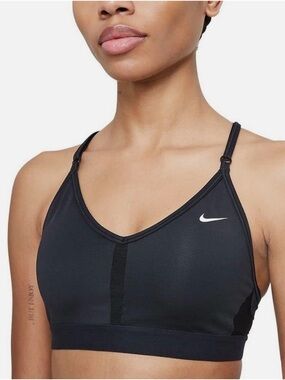 Nike Black Adjustable-Strap Sports Bra with Swoosh